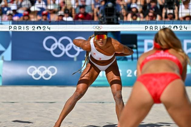 Olympic Games Beach Volleyball Paris 08 08 2024 Semifinals, Women, SUI CAN, Brandie Wilkerson 2, CAN , Copyright: xBEAUTIFULxSPORTS TomxBlochx