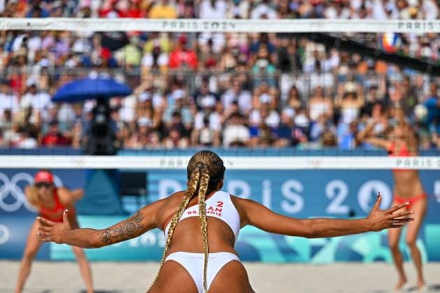 Olympic Games Beach Volleyball Paris 08 08 2024 Semifinals, Women, SUI CAN, Brandie Wilkerson 2, CAN , Copyright: xBEAUTIFULxSPORTS TomxBlochx