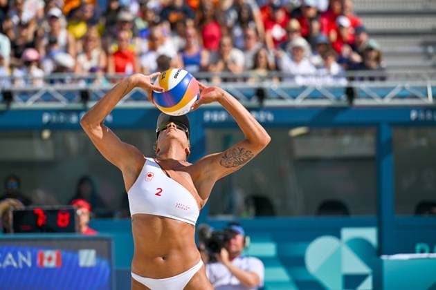 Olympic Games Beach Volleyball Paris 08 08 2024 Semifinals, Women, SUI CAN, Brandie Wilkerson 2, CAN , Copyright: xBEAUTIFULxSPORTS TomxBlochx