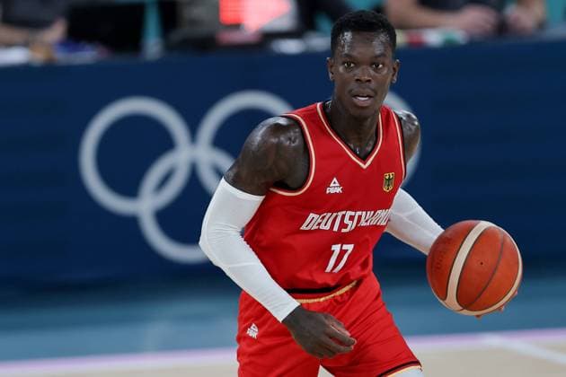 Dennis Schröder Germany 17 Basketball, Mens semi-final France Germany FRA GER France vs Germany Paris 2024, Olympische Spiele, Olympic Games, Jeux olympiques 2024 08 08 2024 Arena Bercy, Paris EDITORIAL USE ONLY