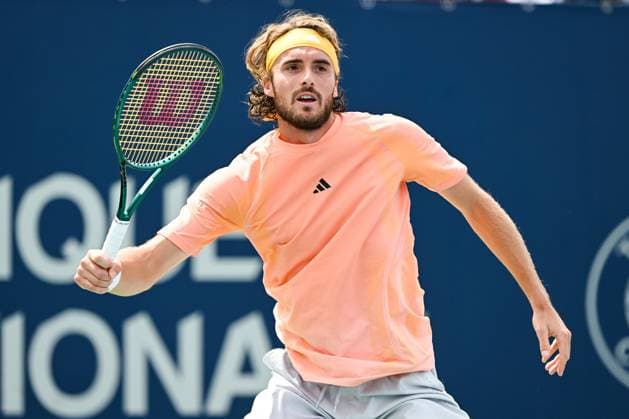 MONTREAL, QC - AUGUST 08: Stefanos Tsitsipas (GRE) tracks the play during a second round match at ATP, Tennis Herren National Bank Open on August 08, 2024 at IGA Stadium in Montreal, QC (Photo by David Kirouac Icon Sportswire) TENNIS: AUG 08 National Bank Open EDITORIAL USE ONLY Icon240808018