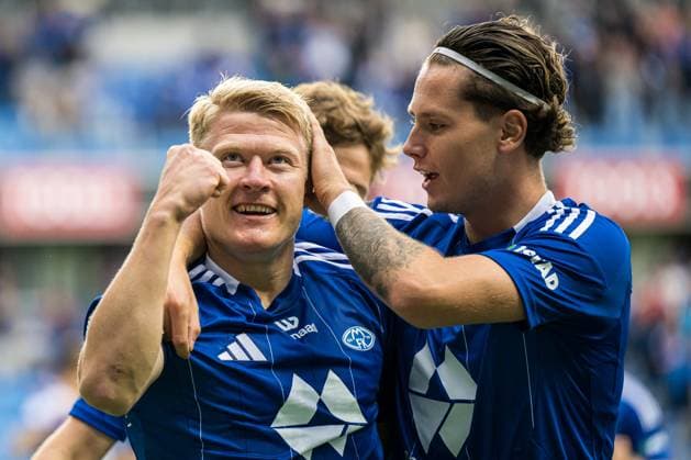 240808 Kristian Eriksen of Molde celebrates after scoring the 1 0 goal during the UEFA Europa League qualification match between Molde and Cercle Brugge on August 8, 2024 in Molde Photo Marius Simensen BILDBYRAN COP 238 bbeng cercle brugge football fotball fotboll grappa33 jubel molde uefa europa league  Copyright: MARIUSxSIMENSEN BB240808ZB140