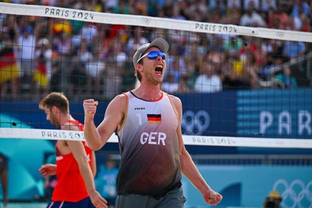 Olympic Games Beach Volleyball Paris 08 08 2024 Semi-final, Men, GER NOR, Nils Ehlers 1, GER , Copyright: xBEAUTIFULxSPORTS TomxBlochx
