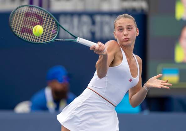 August 8, 2024, Toronto, On, Canada: Marta Kostyuk of Ukraine hits a forehand to Elina Svitolina of Ukraine at the National Bank Open tennis tournament in Toronto on Thursday Aug. 8, 2024. Canada News - August 8, 2024  - ZUMAc35_ 20240808_zaf_c35_065 Copyright: xFrankxGunnx