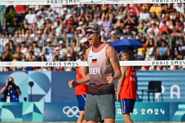 Olympic Games Beach Volleyball Paris 08 08 2024 Semi-final, Men, GER NOR, Nils Ehlers 1, GER , Copyright: xBEAUTIFULxSPORTS TomxBlochx
