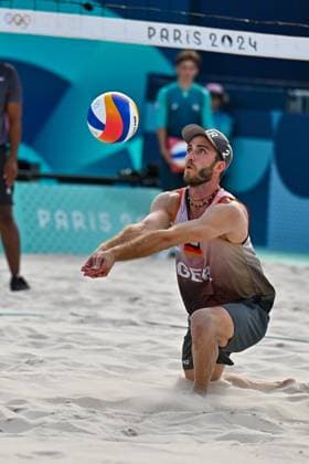 Olympic Games Beach Volleyball Paris 08 08 2024 Semi-final, Men, GER NOR, Clemens Wickler 2, GER , Copyright: xBEAUTIFULxSPORTS TomxBlochx