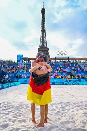 Olympic Games Beach Volleyball Paris 08 08 2024 Semi-finals, Men, GER NOR, Nils Ehlers 1, GER , Clemens Wickler 2, GER , Copyright: xBEAUTIFULxSPORTS TomxBlochx