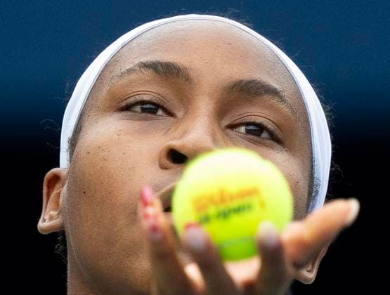 August 8, 2024, Toronto, On, Canada: Coco Gauff of the USA tosses the ball to serve to Yafan Yang of China at the National Bank Open in Toronto on Thursday August 8, 2024. Canada News - August 8, 2024  - ZUMAc35_ 20240808_zaf_c35_077 Copyright: xFrankxGunnx