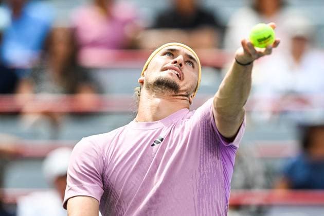 ATP National Bank Open 2024 MONTREAL, QC, CANADA AUGUST 08 Alexander Zverev GER serves the ball during a second round match at ATP National Bank Open on August 08, 2024 at IGA Stadium in Montreal, QC, Canada Photo by David Kirouac Copyright: xBEAUTIFULxSPORTS Kirouacx
