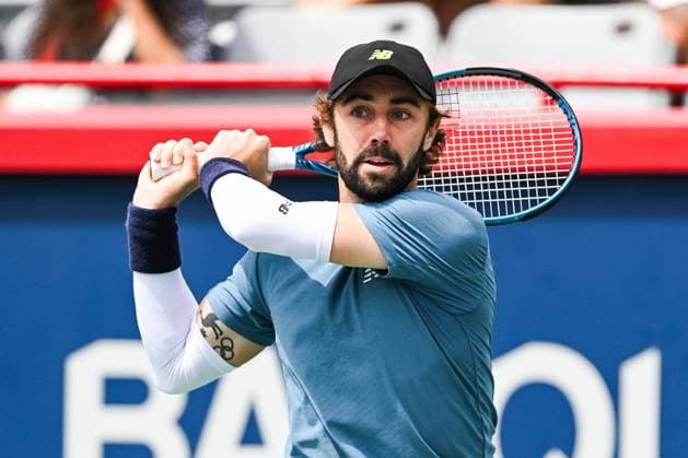 ATP National Bank Open 2024 MONTREAL, QC, CANADA AUGUST 08 Jordan Thompson AUS returns the ball during a second round match at ATP National Bank Open on August 08, 2024 at IGA Stadium in Montreal, QC, Canada Photo by David Kirouac Copyright: xBEAUTIFULxSPORTS Kirouacx
