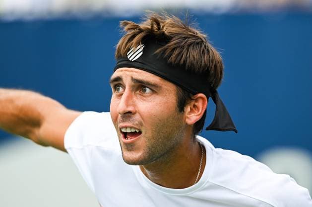 MONTREAL, QC - AUGUST 08: Look on Tomas Martin Etcheverry (ARG) during a second round match at ATP, Tennis Herren National Bank Open on August 08, 2024 at IGA Stadium in Montreal, QC (Photo by David Kirouac Icon Sportswire) TENNIS: AUG 08 National Bank Open EDITORIAL USE ONLY Icon240808031
