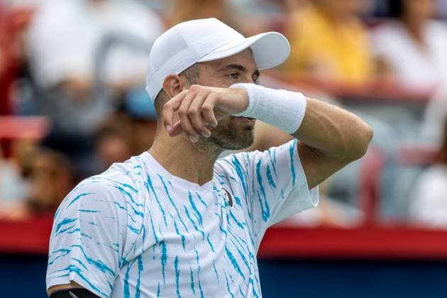 August 8, 2024, Montreal, Quebec, Canada: Portrait of BORNA CORIC from Croatia in second set against Jannik Sinner from Italia in second round of Canadian Open at IGA Stadium in Montreal, Quebec, Canada Montreal Canada - ZUMAl189 20240808_zsp_l189_052 Copyright: xYannickxLegarex