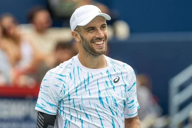 August 8, 2024, Montreal, Quebec, Canada: Portrait of BORNA CORIC from Croatia who stayed immobile for a little while after losing point in second set against Jannik Sinner from Italia in second round of Canadian Open at IGA Stadium in Montreal, Quebec, Canada Montreal Canada - ZUMAl189 20240808_zsp_l189_073 Copyright: xYannickxLegarex