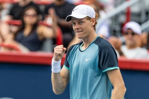 August 8, 2024, Montreal, Quebec, Canada: JANNIK SINNER from Italia demonstration little emotion after his victory in two set against Borna Coric from Croatia in second round of Canadian Open at IGA Stadium in Montreal, Quebec, Canada Montreal Canada - ZUMAl189 20240808_zsp_l189_076 Copyright: xYannickxLegarex
