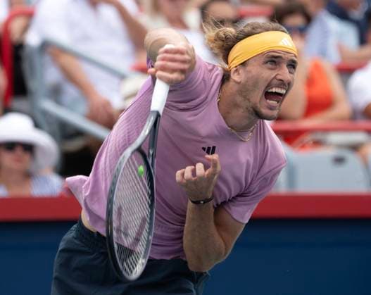 Sport Bilder des Tages August 8, 2024, Montreal, Pq, Canada: Germany s Alexander Zverev serves to Australia s Jordan Thompson during their second round match at the National Bank Open tennis Thursday, August 8, 2024 in Montreal. Zverev won the match in straight sets. Alexander Zverev,  - ZUMAc35_ 20240808_zaf_c35_101 Copyright: xRyanxRemiorzx
