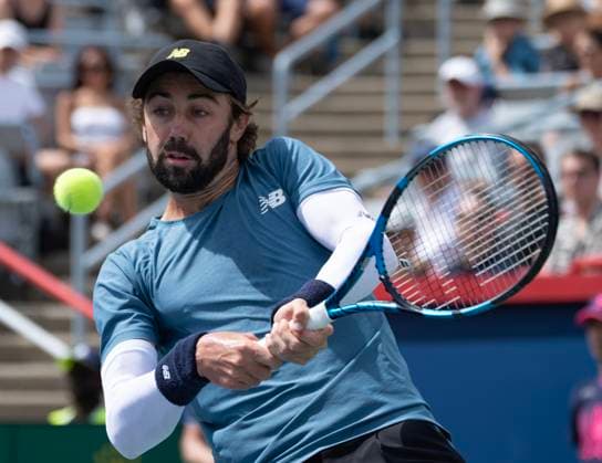 August 8, 2024, Montreal, Pq, Canada: Australia s Jordan Thompson returns a shot from Germany s Alexander Zverev during their second round match at the National Bank Open tennis Thursday, August 8, 2024 in Montreal. Zverev won the match in straight sets. Jordan Thompson,  - ZUMAc35_ 20240808_zaf_c35_102 Copyright: xRyanxRemiorzx