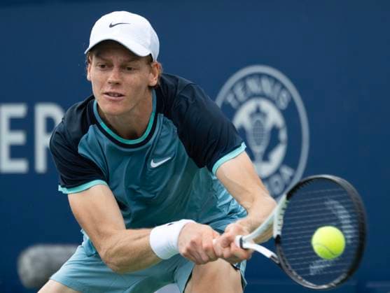 August 8, 2024, Montreal, Pq, Canada: Italy s Jannik Sinner returns a shot to Croatia s Borna Coric during their second round match at the National Bank Open tennis Thursday, August 8, 2024 in Montreal. Sinner won the match in straight sets. Jannik Sinner,  - ZUMAc35_ 20240808_zaf_c35_149 Copyright: xRyanxRemiorzx
