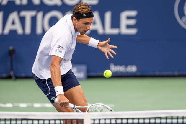 August 8, 2024, Montreal, Quebec, Canada: ARTHUR RINDERKNECH from France volley in first set against Flavio Cobolli from Italia in second round of Canadian Open at IGA Stadium in Montreal, Quebec, Canada Montreal Canada - ZUMAl189 20240808_zsp_l189_082 Copyright: xYannickxLegarex