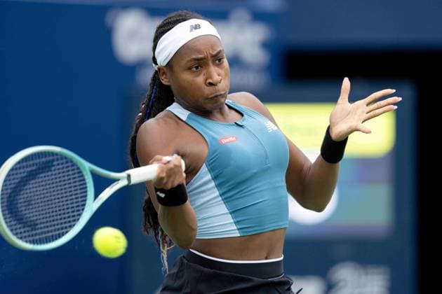 August 8, 2024, Toronto, On, Canada: Coco Gauff of the USA hits a forehand to Yafan Yang of China at the National Bank Open in Toronto on Thursday August 8, 2024. Canada News - August 8, 2024  - ZUMAc35_ 20240808_zaf_c35_078 Copyright: xFrankxGunnx