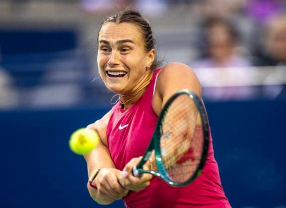 August 8, 2024, Toronto, On, Canada: Aryna Sabalenka of Belarus hits a backhand to Yue Yuan of China at the National Bank Open in Toronto on Thursday, August 8, 2024. Canada News - August 8, 2024  - ZUMAc35_ 20240808_zaf_c35_164 Copyright: xFrankxGunnx