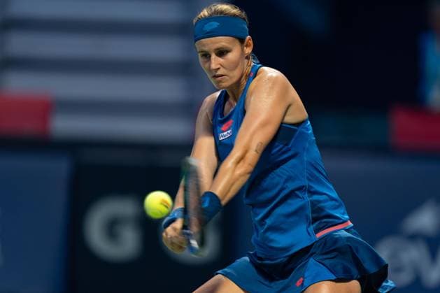 TORONTO, ON - AUGUST 08: Greet Minnen of Belgium hits a shot during her second round match of the National Bank Open, part of the WTA, Tennis Damen Tour, at Sobeys Stadium on August 8, 2024 in Toronto, Canada. (Photo by Julian Avram Icon Sportswire) TENNIS: AUG 08 National Bank Open EDITORIAL USE ONLY Icon2408080438