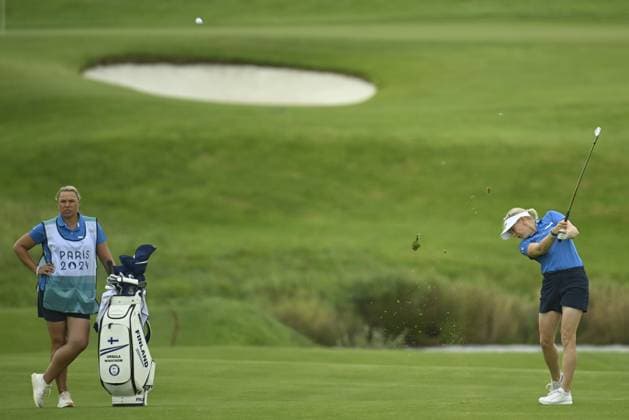 Ursula Wikström of Finland competes during women s individual stroke play of golf at the Paris Summer Olympic Games, Olympische Spiele, Olympia, OS in Le Golf National on August 9, 2024. Paris France LKFTJK20240809121840RPFH  Copyright: xAnttixAimo-Koivistox LKFTJK20240809121840RPFH