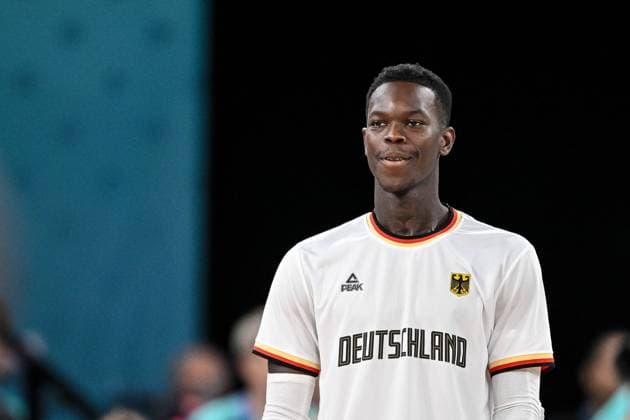 Dennis Schröder (Germany) Looks on during the Men™s Basketball semi-final match between France and Germany on Day 13 of the Olympic Games, Olympische Spiele, Olympia, OS Paris 2024 at Bercy Arena on August 8, 2024 in Paris, France.