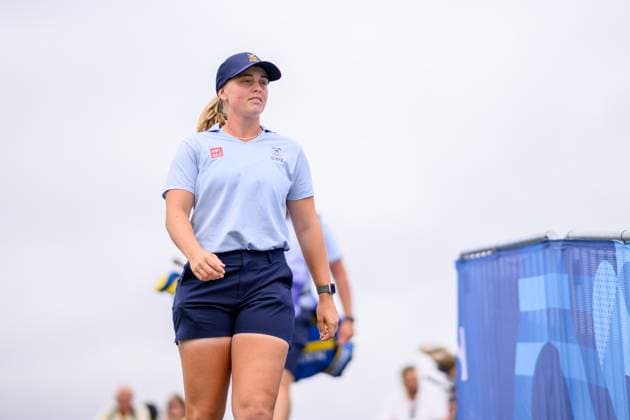 240809 Maja Stark of Sweden competes in women s individual golf round 3 during day 14 of the Paris 2024 Olympic Games on August 9, 2024 in Paris Photo Ludvig Thunman BILDBYRAN code LT LT0665 golf olympic games olympics os ol olympiska spel olympiske leker paris 2024 paris os paris ol 14 bbeng sverige  Copyright: LUDVIGxTHUNMAN BB240809LT004