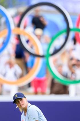 240809 Maja Stark of Sweden competes in women s individual golf round 3 during day 14 of the Paris 2024 Olympic Games on August 9, 2024 in Paris Photo Ludvig Thunman BILDBYRAN code LT LT0665 golf olympic games olympics os ol olympiska spel olympiske leker paris 2024 paris os paris ol 14 bbeng sverige  Copyright: LUDVIGxTHUNMAN BB240809LT006