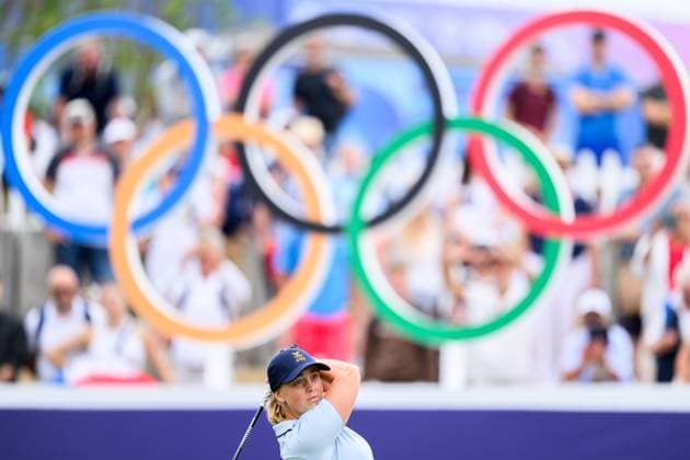 240809 Maja Stark of Sweden competes in women s individual golf round 3 during day 14 of the Paris 2024 Olympic Games on August 9, 2024 in Paris Photo Ludvig Thunman BILDBYRAN code LT LT0665 golf olympic games olympics os ol olympiska spel olympiske leker paris 2024 paris os paris ol 14 bbeng sverige  Copyright: LUDVIGxTHUNMAN BB240809LT009