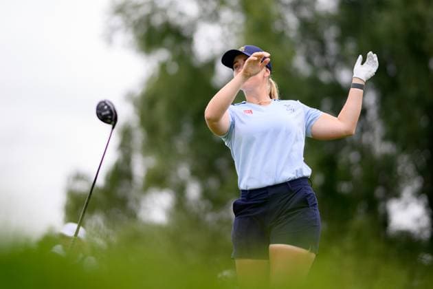 240809 Maja Stark of Sweden competes in women s individual golf round 3 during day 14 of the Paris 2024 Olympic Games on August 9, 2024 in Paris Photo Ludvig Thunman BILDBYRAN code LT LT0665 golf olympic games olympics os ol olympiska spel olympiske leker paris 2024 paris os paris ol 14 bbeng sverige  Copyright: LUDVIGxTHUNMAN BB240809LT029