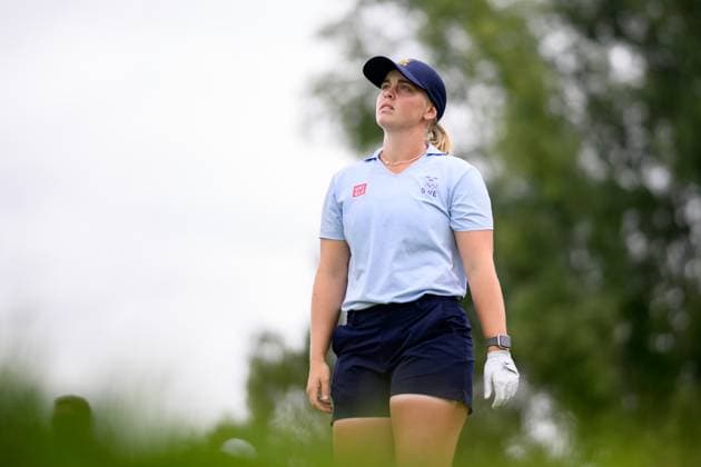 240809 Maja Stark of Sweden competes in women s individual golf round 3 during day 14 of the Paris 2024 Olympic Games on August 9, 2024 in Paris Photo Ludvig Thunman BILDBYRAN code LT LT0665 golf olympic games olympics os ol olympiska spel olympiske leker paris 2024 paris os paris ol 14 bbeng sverige  Copyright: LUDVIGxTHUNMAN BB240809LT030