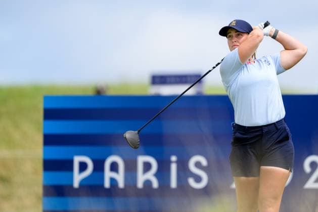 240809 Maja Stark of Sweden competes in women s individual golf round 3 during day 14 of the Paris 2024 Olympic Games on August 9, 2024 in Paris Photo Ludvig Thunman BILDBYRAN code LT LT0665 golf olympic games olympics os ol olympiska spel olympiske leker paris 2024 paris os paris ol 14 bbeng sverige  Copyright: LUDVIGxTHUNMAN BB240809LT035