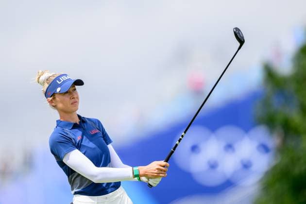 240809 Nelly Korda of USA competes in women s individual golf round 3 during day 14 of the Paris 2024 Olympic Games on August 9, 2024 in Paris Photo Ludvig Thunman BILDBYRAN code LT LT0665 golf olympic games olympics os ol olympiska spel olympiske leker paris 2024 paris os paris ol 14 bbeng usa grappa33  Copyright: LUDVIGxTHUNMAN BB240809LT044