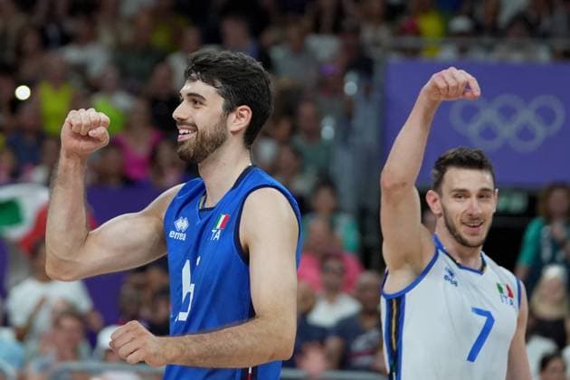 Italy team during Men s Volleyball Bronze Medal Match Italy vs USA at the 2024 Summer Olympics , Friday , August 9 , 2024, in Paris, France.  Copyright: xSpada LaPressex