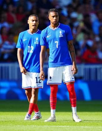 Enzo Millot of France and Michael Olise of France during the Olympic Men s Football Final, France v Spain Paris 2024 Olympic Games, Olympische Spiele, Olympia, OS Day Fourteen, Paris, France - 09 Aug 2024 EDITORIAL USE ONLY No use with unauthorised audio, video, data, fixture lists (outside the EU), club league logos or live services. Online in-match use limited to 45 images (+15 in extra time). No use to emulate moving images. No use in betting, games or Copyright: xJavierxGarcia Shutterstockx 14622991t