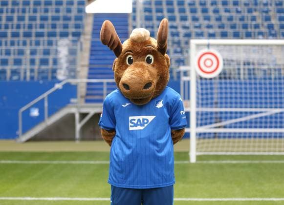 Mascot Hoffi , TSG 1899 Hoffenheim Porträttermin TSG 1899 Hoffenheim 2024 2025 Sinsheim, GER, 07 08 2024 ,Soccer 1 Bundesliga 2024 2025 Editorial use only