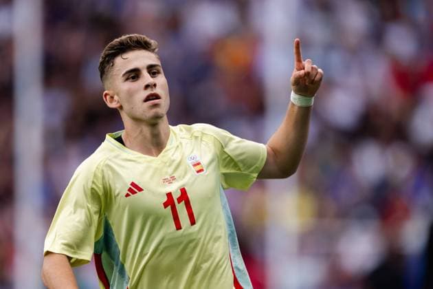 240809 Fermin Lopez of Spain celebrates the 1 2 goal in the men™s football final between France and Spain during day 14 of the Paris 2024 Olympic Games on August 9, 2024 in Paris Photo Johanna Säll BILDBYRAN code JL JL0429 football football soccer fotball olympic games olympics os ol olympiska spelen olympiske leker paris 2024 paris os paris ol 14 bbeng spanien frankrike jubel  Copyright: JOHANNAxSÄLL BB240809ZQ147