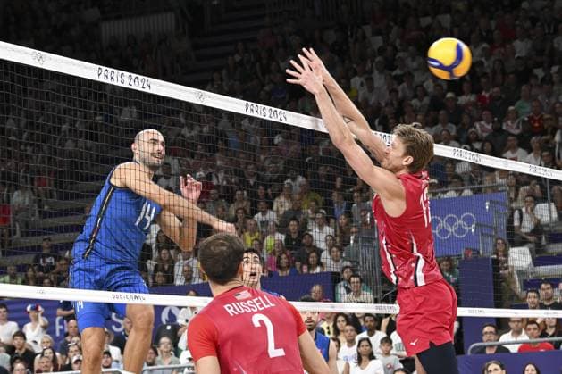 Gianluca Galassi (Italy), during Men s Volleyball game for third place between Italy and United states, during the Olympic Games, Olympische Spiele, Olympia, OS Paris 2024 JO 2024 : VOLLEYBALL - Italie Vs Etats Unis - 3eme place - Jeux Olympiques 2024 - Paris2024 - 09 08 2024 DPPI Panoramic 