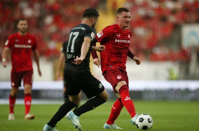 Marlon Ritter 7, FC Kaiserslautern 09 08 2024, Fußball, 2 Bundesliga, FC Kaiserslautern SpVgg Greuther Fürth, 2 Spieltag, Saison 2024 25, Fritz Walter Stadion, Kaiserslautern, Deutschland, zmdz, DFB DFL regulations prohibit any use of photographs as image sequences and or quasi video FC Kaiserslautern SpVgg Greuther Fürth