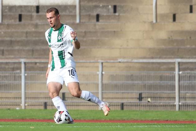 Mönchengladbach, Germany 09 August 2024 Regionalliga West 2024 2025 Bor Mönchengladbach U23 vs SC Paderborn U23 In the picture Kushtrim Asallari Borussia Mönchengladbach U23 Grenzlandstadion Nordrhein Westfalen Copyright: xFotostandx xVanxderxVeldenx