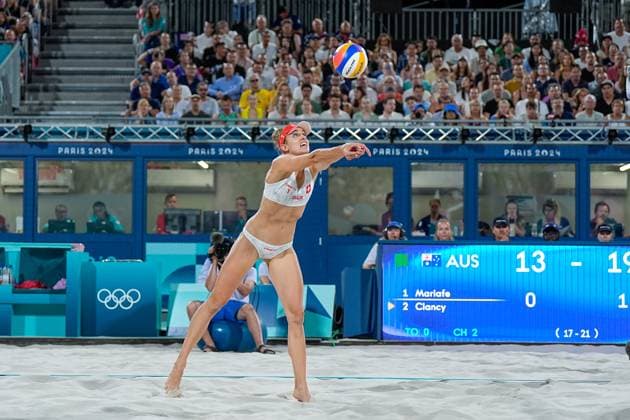 PARIS, FRANCE AUGUST 9 Tanja Hueberli of Switzerland in action during the Women s Bronze Medal Match between Australia and Switzerland on day fourteen of the Olympic Games Paris 2024 at Stade Eiffel Champ de Mars on August 9, 2024 in Paris, France Paris France Copyright: xJustPictures.ch DanielaxPorcellix jp-en-EuSpIm-20240809-_DP22106