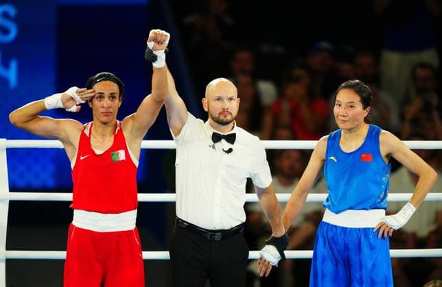 Sport Themen der Woche KW32 Sport Bilder des Tages Imane Khelif of Algeria celebrates winning goal against Yang Liu of China in the Women s 66kg final, Paris, 9 August 2024 Paris 2024 Olympic Games, Olympische Spiele, Olympia, OS Day Fourteen, Paris, France - 09 Aug 2024  Copyright: xJavierxGarcia Shutterstockx 14622991gr
