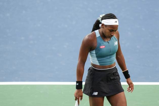August 9, 2024, Toronto, On, CAN: Coco Gauff of the United States reacts during her loss to Diana Shnaider of Russia at the National Bank Open in Toronto on Friday, August 9, 2024. Coco Gauff  - ZUMAc35_ 20240809_zaf_c35_193 Copyright: xChrisxYoungx