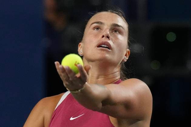 August 9, 2024, Toronto, On, CAN: Aryna Sabalenka of Belarus hits a return to Katie Boulter of Great Britain at the National Bank Open in Toronto on Friday, August 9, 2024. Aryna Sabalenka  - ZUMAc35_ 20240809_zaf_c35_215 Copyright: xChrisxYoungx