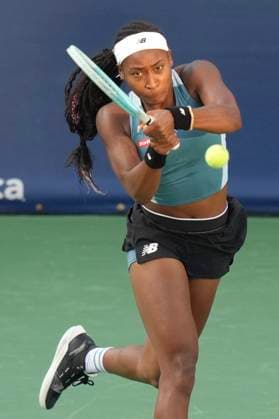 August 9, 2024, Toronto, On, CAN: Coco Gauff of the United States hits a return to Diana Shnaider of Russia at the National Bank Open in Toronto on Friday, August 9, 2024. Coco Gauff  - ZUMAc35_ 20240809_zaf_c35_223 Copyright: xChrisxYoungx