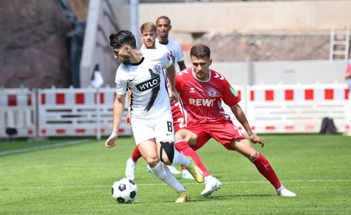 10 08 2024, Football, Men, 2 Bundesliga, Season 2024 2025, SV 07 Elversberg 1 FC Köln, Semih Sahin SV 07 Elversberg Dejan Ljubicic 1 FC Köln Elversberg Ursapharm Arena an der Kaiserlinde Saarland Germany EN Copyright: xSebastianxBachx