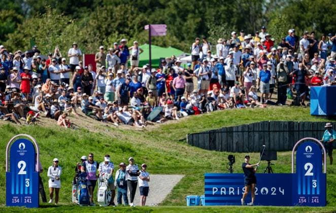 240810 Maja Stark of Sweden during the final round of the women s individual stroke play golf during day 15 of the Paris 2024 Olympic Games on August 10, 2024 in Paris Photo Petter Arvidson BILDBYRAN kod PA PA0868 golf olympic games olympics os ol olympiska spel olympiske leker paris 2024 paris os paris ol bbeng dam  Copyright: PETTERxARVIDSON BB240810PA034