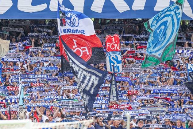 10 08 2024, Football, Season 2024 2025, 2 Bundesliga, 2 Matchday, 1 FC Nuremberg FC Schalke 04, Fans of FC Schalke and Nuremberg Nuremberg Max Morlock Stadion Bayern Germany xRHR PHOTO TRx Copyright: TimxRehbein RHR-FOTOx RHR-FOTO TR