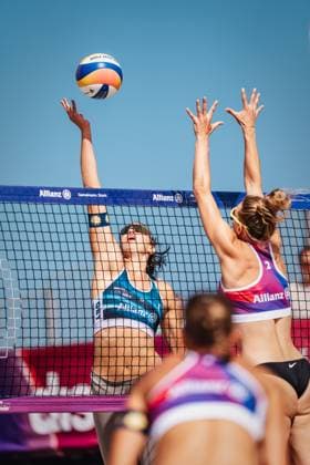 Beach volleyball women Allianz German Beach Tour 2024 Tourstop Kühlungsborn 10 08 2024 Janne Uhl on the attack Kühlungsborn beach at the pier Mecklenburg Western Pomerania Germany